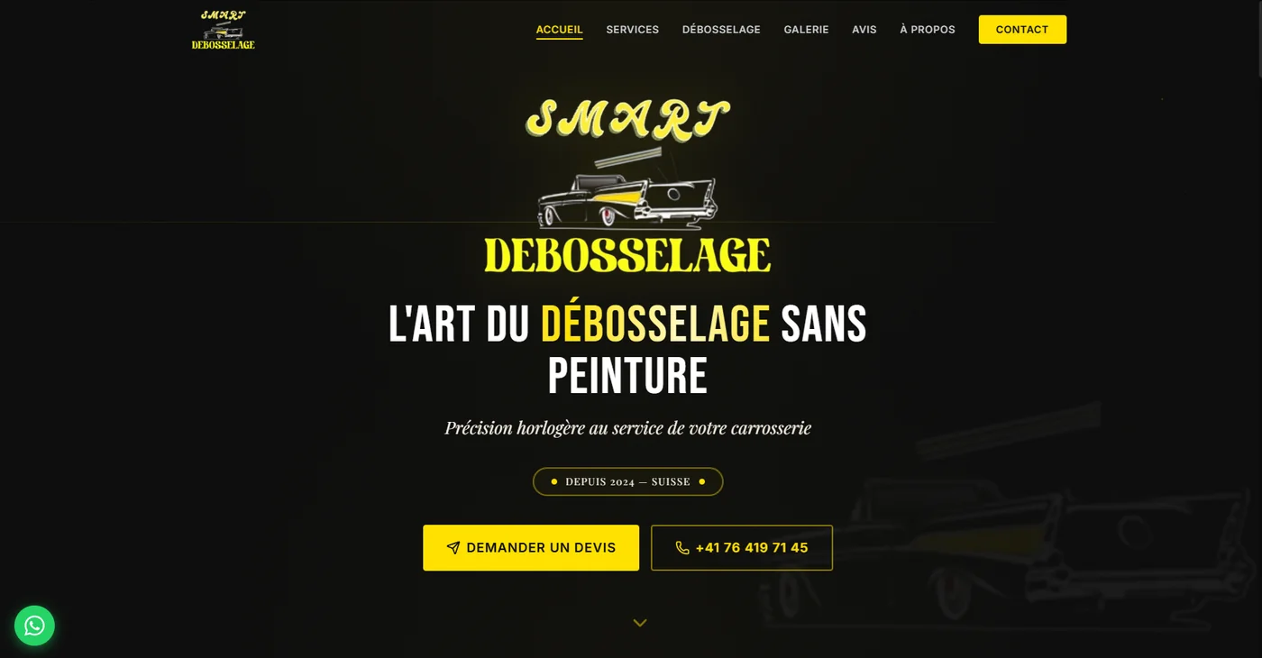 Site vitrine Smart Debosselage créé par eA-Zy IT Solution Genève - création web professionnelle